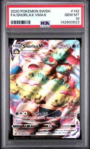 2020 POKEMON SWORD & SHIELD #142 FULL ART/SNORLAX VMAX PSA 10