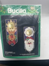 VTG Bucilla Santa And Reindeer Jeweled Stitchery Door Knob Covers 82200