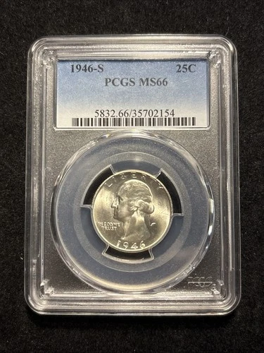 1946-S 25C Washington Silver Quarter PCGS MS66 Item#408