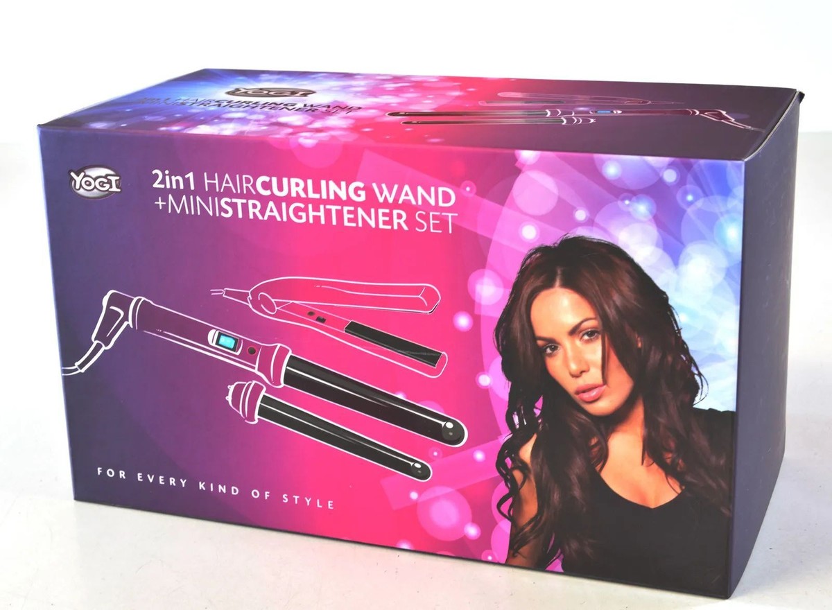 Mini Hair Straightners Twin Barrel Curling Wand Gift Pack Yogi