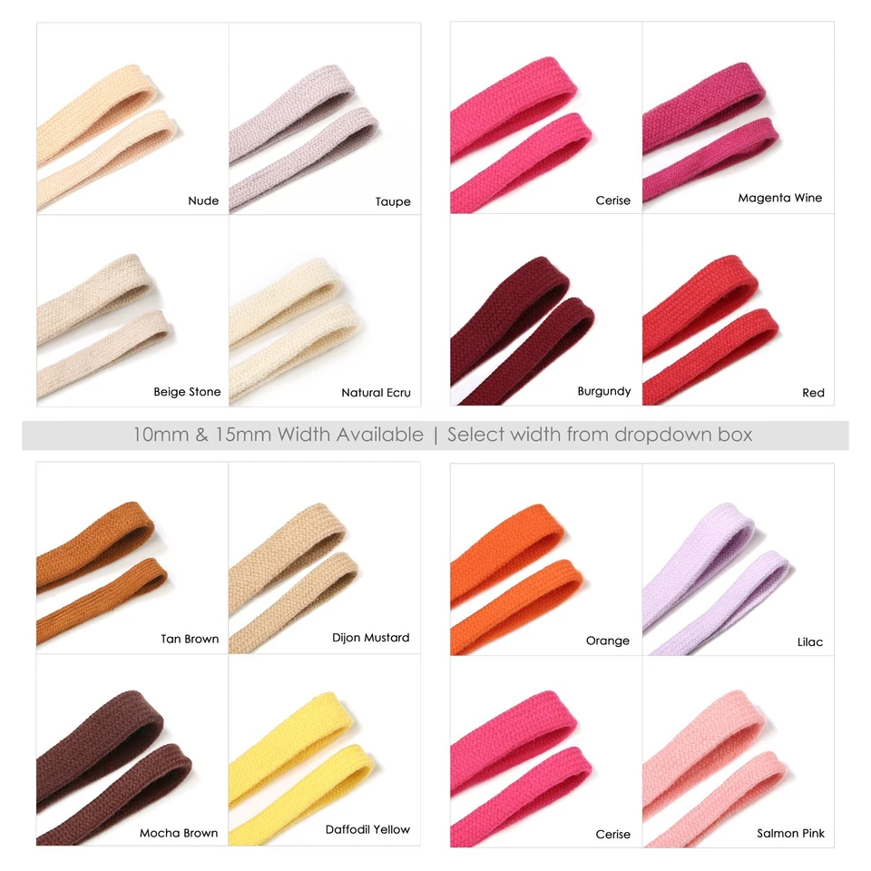 Cordón plano de algodón con cordón, 10 y 15 mm, sudadera con capucha y manualidades Foto 3 de 4