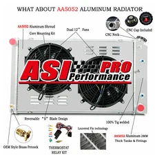 Fit 1983-1990 85 87 89 Chevy Caprice/C30 C10 3 Row Aluminum Radiator+ Fan+Shroud