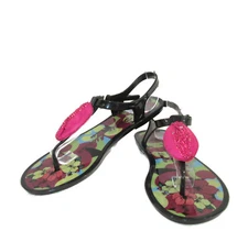 Poetic Licence Jelly Sandals Womens Size 8 39 Thong Ankle Strap Black London 