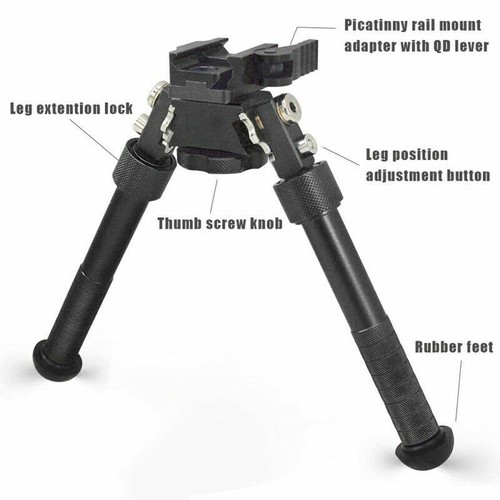 360°Swivel Sling Bipod Spring Picatinny Rail Tactical Bipod Mount Stud Air Rifle - Picture 4 of 32