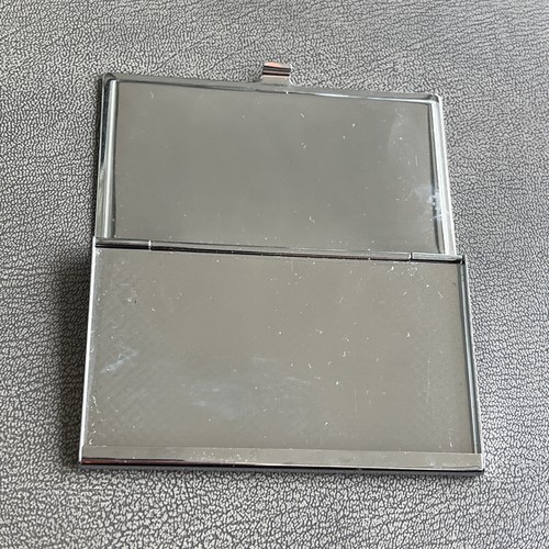 Vintage Business Card Holder With Summer Time At The Beach Design Silver Metal - Picture 4 of 10