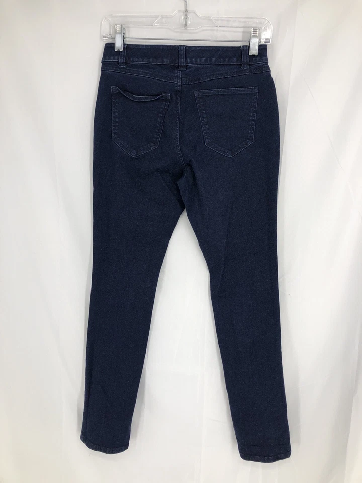 Pantalones de mezclilla Foxcroft NYC ajustados tiro medio lavado oscuro elásticos azules 4P (27x29) Foto 3 de 4