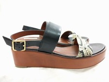 Cole Haan Cambon Black Leather Snake Print Platform Wedge Sandal Size 8 B