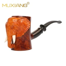 MUXIANG Handmade Briar Freehand Pipe Wooden Smooth Tobacco Pipe Elephant Pipe