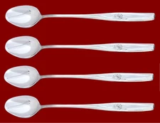International RANDOM ROSE Stainless Flatware -- Set of 4 Iced Tea Spoons