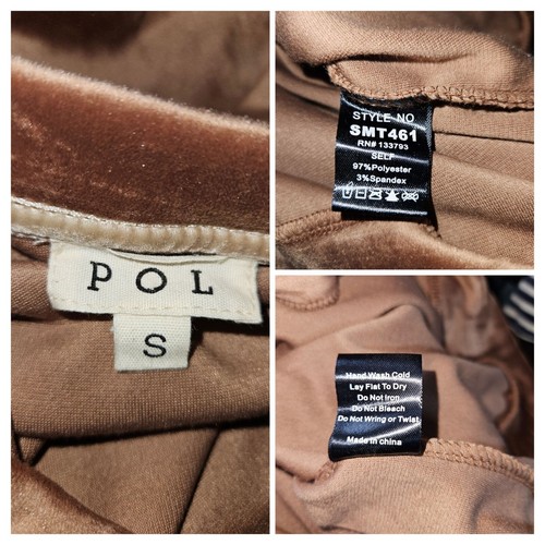 POL Velour Soft Brown Pullover Stretch Sweatshirt Women Size S Relaxed Fit - Picture 4 of 6