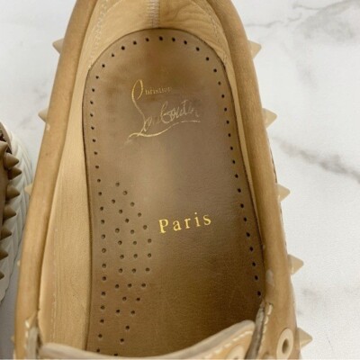 Christian Louboutin Yacht Spikes Cognac Leather Calf Flats