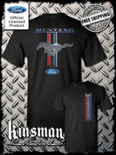 Ford Mustang Red White  Blue Stripe Logo 2-Sided T-Shirt