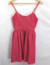 Urban Outfitters Cooperative M Women Raspberry Spaghetti Skater Dress Hearts