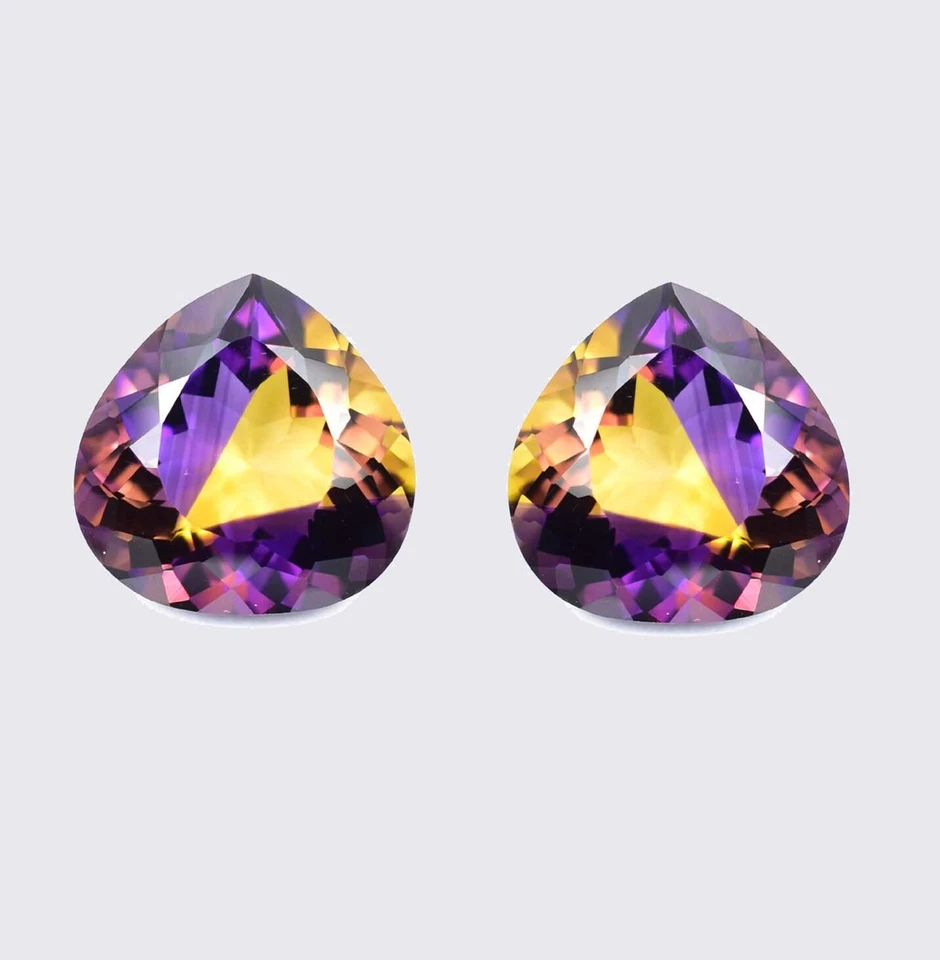 1 Pair 6 x 6 MM Natural Bi-Color Bolivia Ametrine Untreated Gemstone Certified - Image 2 of 4