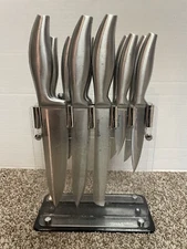 Utopia Kitchen 11 Knife Set Cutlery w/Acrylic Clear Stand - FREE SHIPPING !