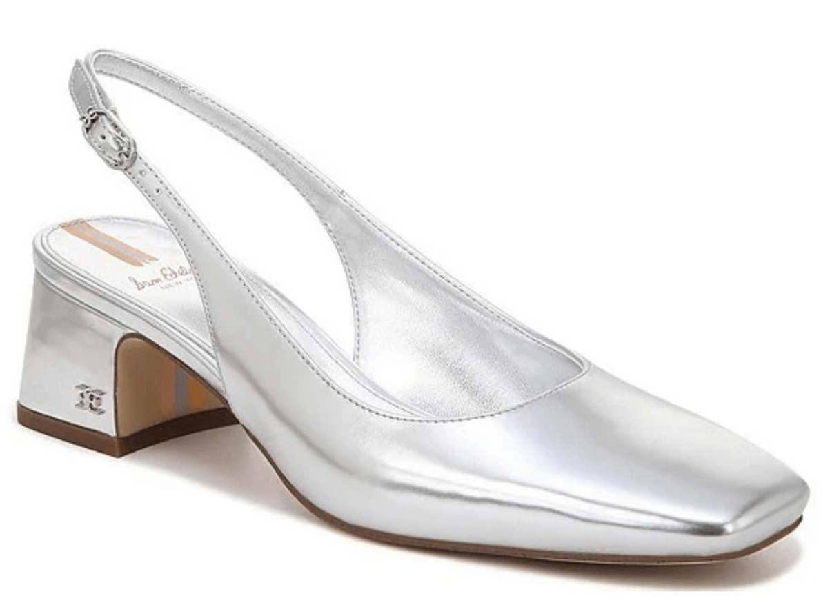 Sam Edelman Silver Patent Slingback Pumps Size 6/36 Stylish Heels