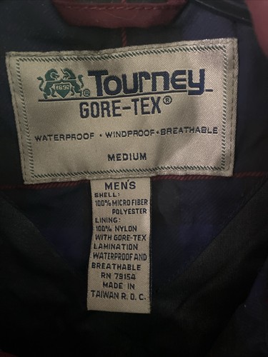 VINTAGE Tourney Jacket Mens Medium Black Gortex Lined Jacket 90s - Picture 2 of 3