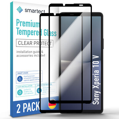 2x Schutzglas Panzerfolie Full Screen für Sony Xperia 10 V Displayschutz Glas