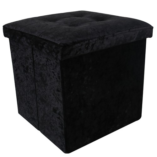 Crushed Velvet Ottoman Foot Stool Storage Box Furniture Seat Rest Cube Foldable - Picture 2 of 7