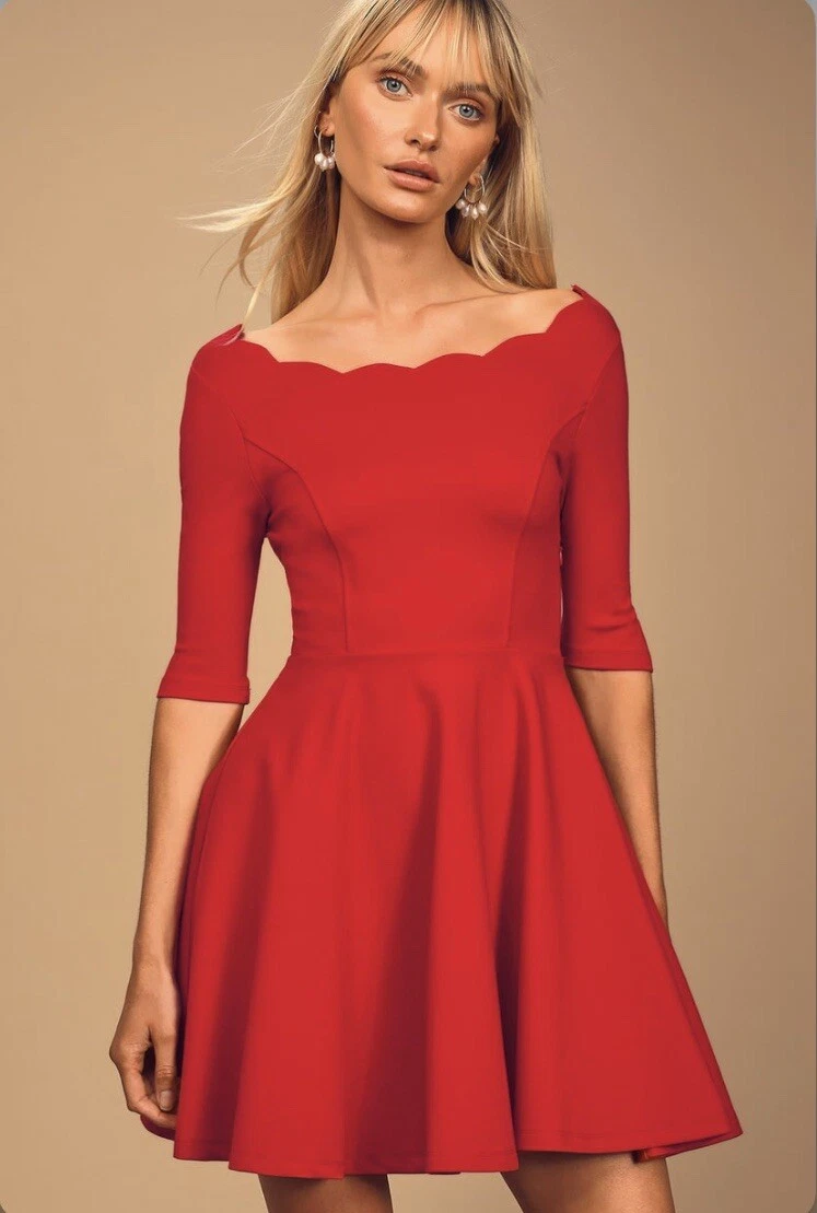 Tip the on sale scallops red dress
