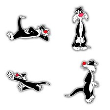 Sylvester Cat Cartoon Set Of 4 Vinyl Sticker Decal - 5'' longer side ID:6