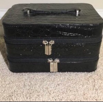 YBF Beauty Makeup Folding Case / Box . Crocodile. Double Zip / 100% Authentic 