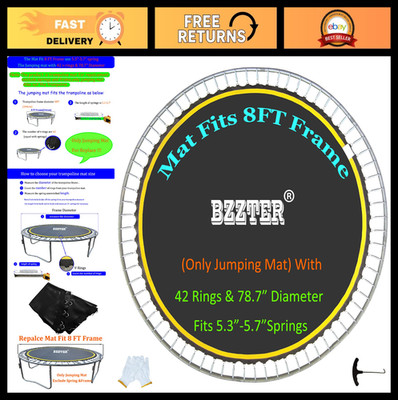 8ft Replacement Trampoline Mat, 78.7'' Diameter, UV Protective, 42/48 Rings, Glov