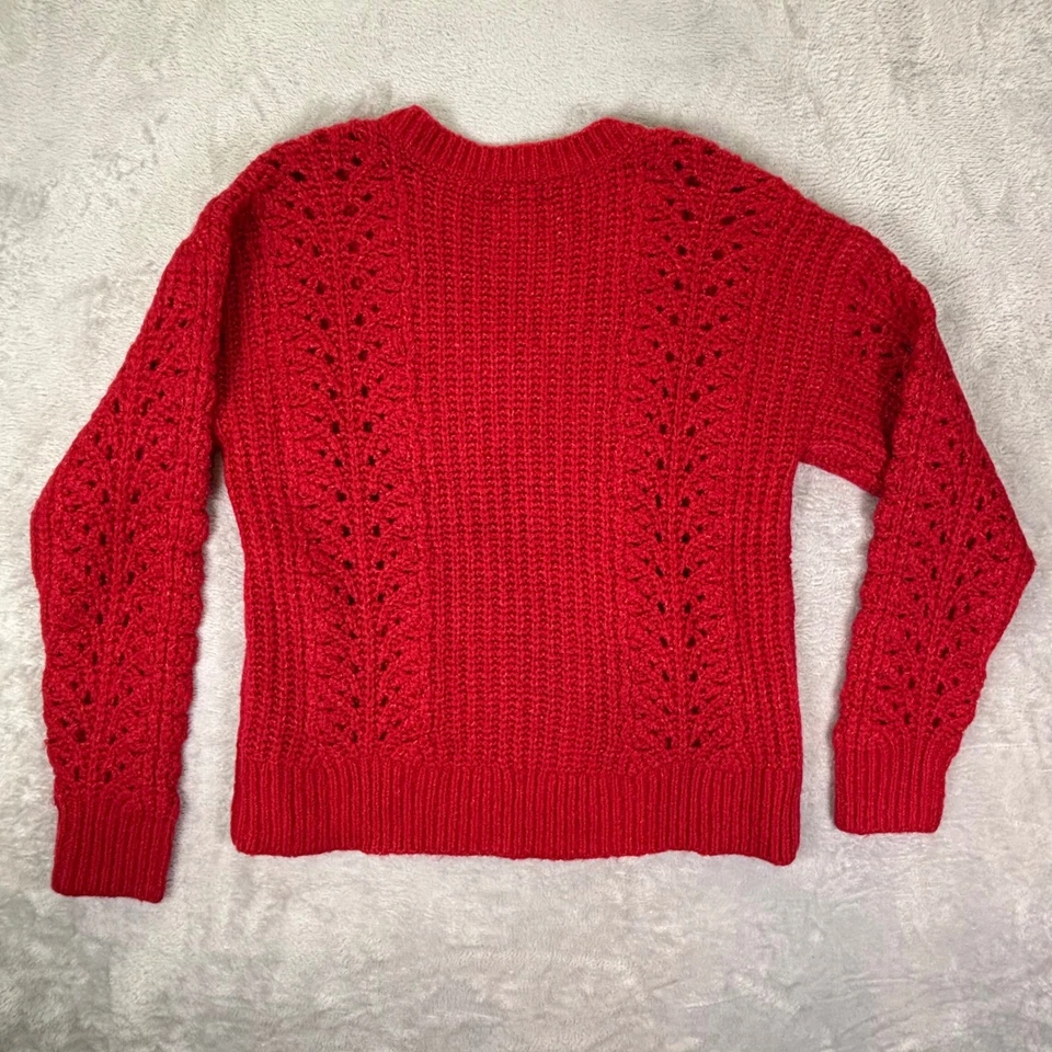 Suéter para mujer Lucky Brand talla L rojo tejido cuello en V suéter cálido acogedor prendas de punto Foto 3 de 4
