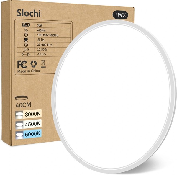 Deckenlampe LED Flach Ø40Cm 36W 4200LM 3 Farben Leuchte Weiß-image