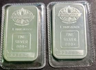 2 VINTAGE ENGELHARD MAPLE LEAF  .999 FINE SILVER BARS - Consecutive Ser. Number