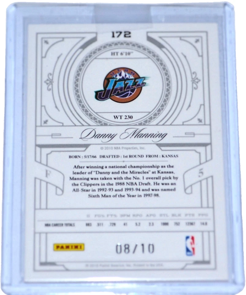 Tarjeta de platino Danny Manning 2010 National Treasures Century #8/10 SSP Foto 2 de 3