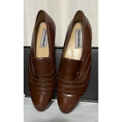 Stacy Adams Loafers Mens 9 Brown Leather Good Pleated Slip On 200-02-AN Spain