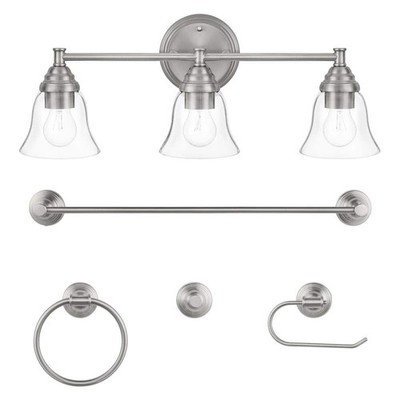 Marsden 23.5 in. 3-Light Brushed Nickel Modern Vanity Light with Matching