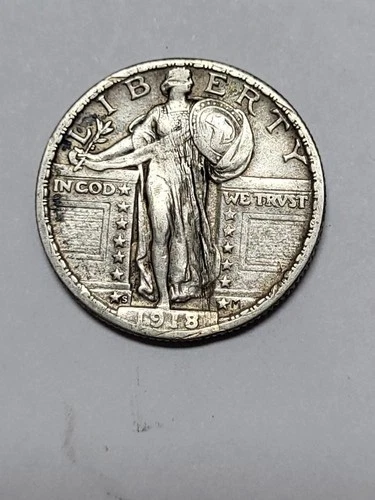 1918 S Standing Liberty Quarter Excellent Details, but scratched