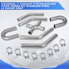 Exhaust X Pipe Kits 3 Stainless Universal Crossover W 45 U-bends Clamps