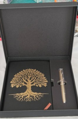 Black Faux Leather with Golden Tree Of Life Journal set- Pen included-nice box