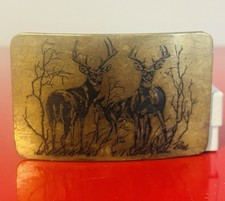 1970 Solid Brass buck nature wildlife belt buckle