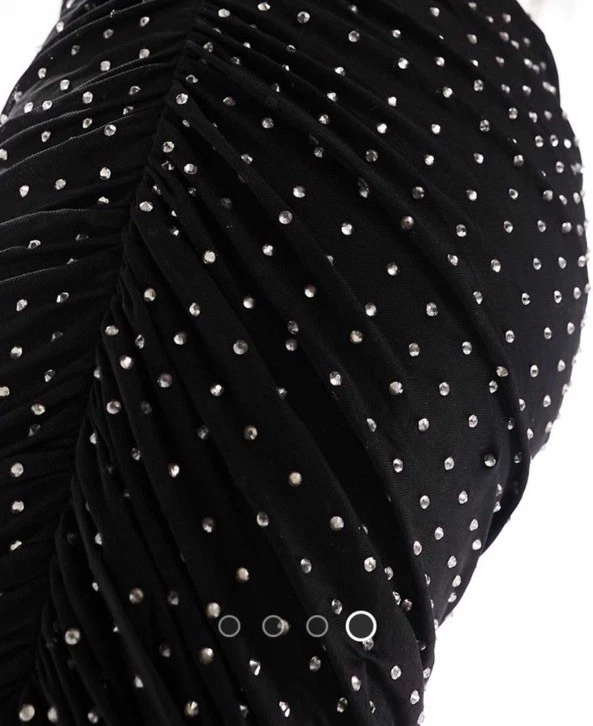 Conjunto de top y falda acanalada elástica con estrás en negro de ASOS DESIGN NUEVO CON ETIQUETAS Foto 4 de 4