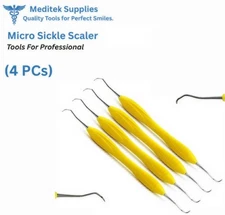 4 X Dental Micro Sickle Scaler Periodontal Interproximal Scaling Silicone Handle