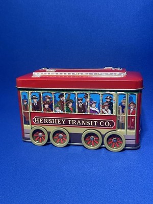 Hershey's Collectible Advertising Tin Red Gold Blue Decorative Trolley Box