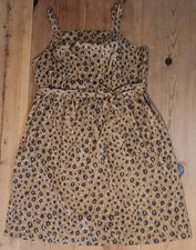 Ava & Viv Tank Sundress Womens Plus 4X Leopard Print Midi Sash Linen Cotton NEW