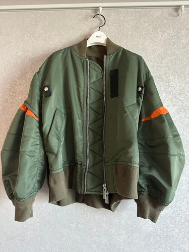 Sacai Nylon Twill MA-1 Blouson Jacket Designer Bomber Style Classic
