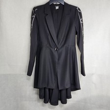 Venus Ruffle Back Blazer Hi Lo Tails Size Black White Cut Out On Sleeves