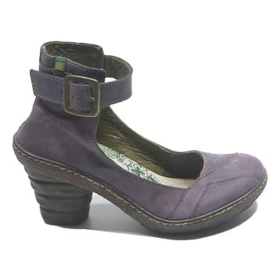 EL NATURALISTA Chaussures Cuir À Talon Bloc Bride Cheville Violet UK 3 - Photo 1/4