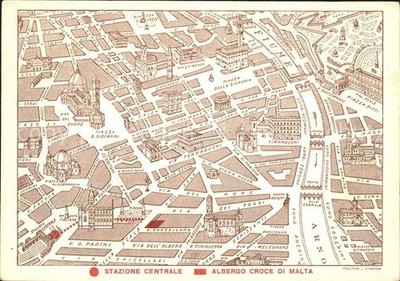Firenze Florenz Albergo Croce di Malta Strassenkarte