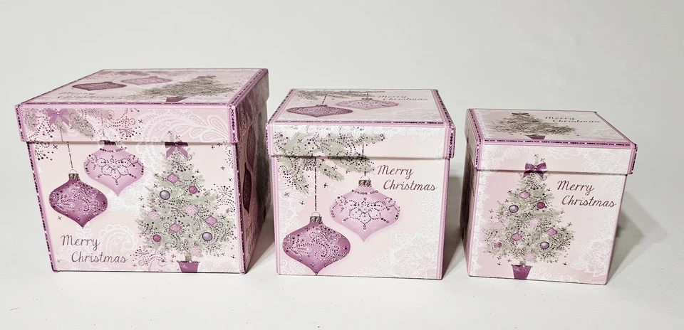 6PCS Christmas Nesting Gift Boxes with Lid, Nested Box Set, 3 Sizes, Square... - Image 2 of 3