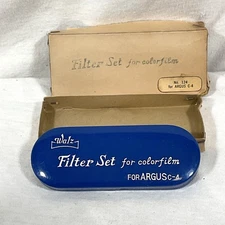 WALTZ FILTER SET. f/ color film for ARGUS C-4 CAMERA. Orig Box with Instructions
