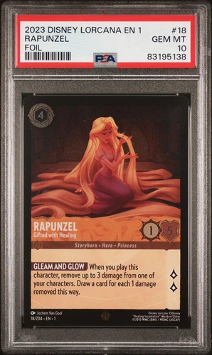 Disney Lorcana Rapunzel Gifted with Healing 18/204 Cold Foil PSA 10 Gem Mint