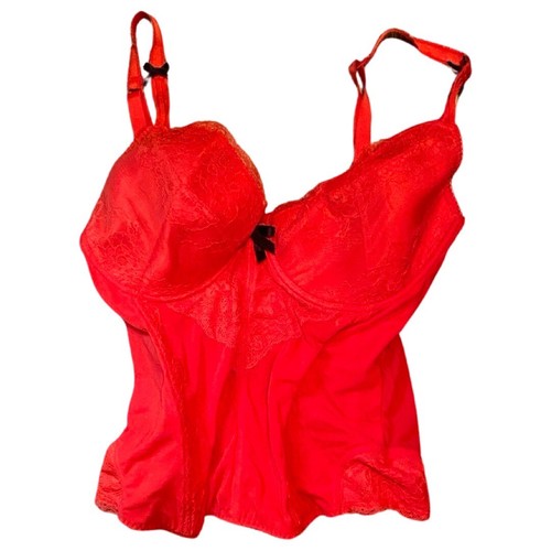 Secret Possessions Bright Red Lace Accent Corset Bustier Tank Top Size 38 E - Picture 7 of 9