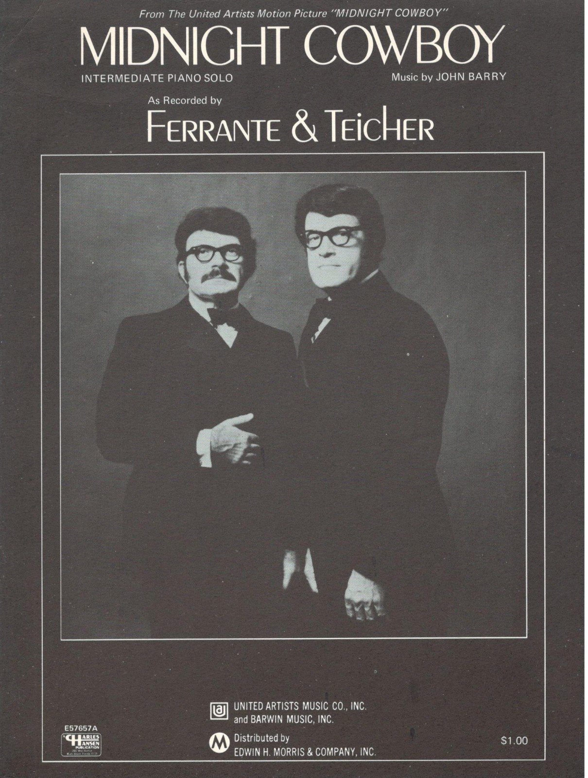FERRANTE & TEICHER "MIDNIGHT COWBOY" SHEET MUSICINTERMEDIATE PIANO
